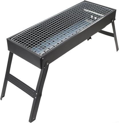 Luocute Portable Charcoal BBQ Grill, Folding Iron Barbecue with Detachable Parts with Basket for Outdoor Cooking Camping Picnic Garden