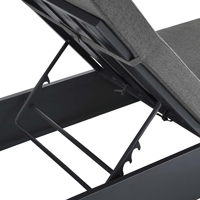 Modway Tahoe Aluminum Outdoor Chaise Lounge in Gray Charcoal with Weather-Resistant Cushions, Perfect Patio Sunbed or Recliner Chair for Pool Furniture