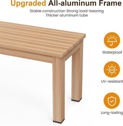 RoyalCraft Outdoor Bench, Aluminum Outside Bench for All-Weather, Outside Furniture with Waterproof Cushions, Patio Furniture Set for Deck, Backyard, Porch, Balcony, Brown