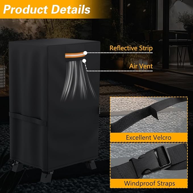 EVRBUL 40-inch Vertical Smoker Cover, 420D Heavy Duty Waterproof Outdoor Digital Electric BBQ Smoker Grill Cover Fit for Masterbuilt 40 in Cover, 24.5" W x 17" D x 39" H (Black)