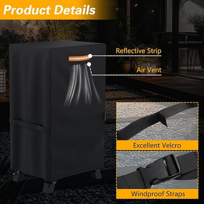 EVRBUL 40-inch Vertical Smoker Cover, 420D Heavy Duty Waterproof Outdoor Digital Electric BBQ Smoker Grill Cover Fit for Masterbuilt 40 in Cover, 24.5" W x 17" D x 39" H (Black)