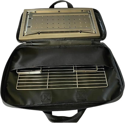 Portable Stainless Steel Grill with Carrying Case, Foldable, 17.32 in (44 cm) by 9.84 in (25 cm)