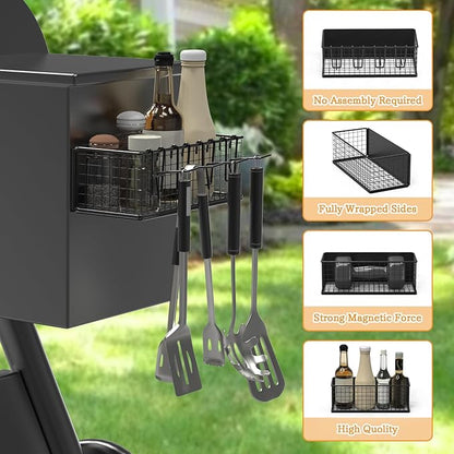 1 Pack Magnetic Storage Bin for Traeger Grills, Suit for Traeger Ironwood 885, Pro Series 34, Pro Series 22, Pro D2 575, Pro 780, Ironwood 650, Z-Grills, Pit boss