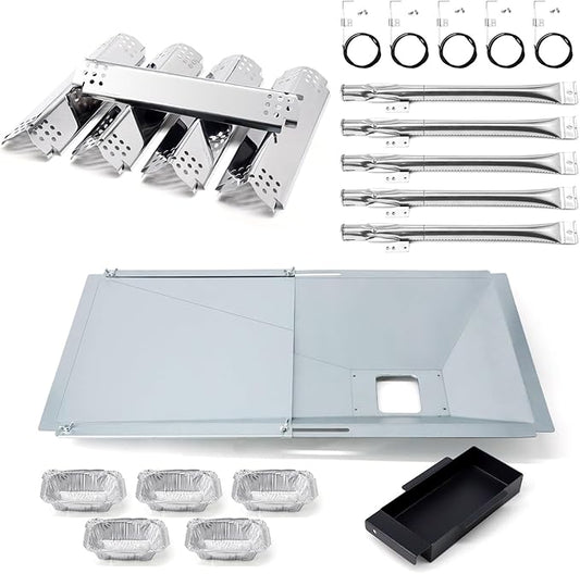 Replacement Parts for Nexgrill 720-0888N 720-0888, Grease Tray Drip Pan & Flame Tamers, Burner Tubes and Ignitor for Nexgrill 5 Burner 720-0888N Gas Grill