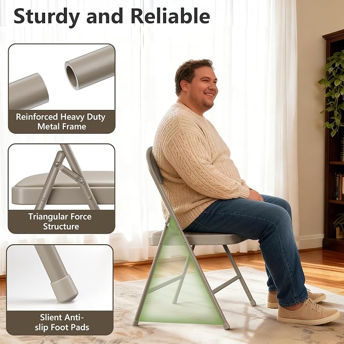 Folding Table and Chairs Set for 4, 5 Piece Card Table Set with 36" Square Foldable Table & 4 Padded Folding Chairs, Portable Indoor Outdoor Dining Table Set for Picnic, Camping, RV, Game Night, Patio