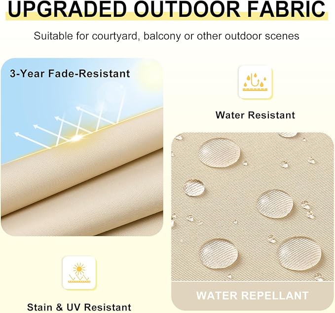 downluxe Outdoor Chair Cushions Set of 2 for Patio Furniture, Water-Resistant Patio Chair Cushions with Ties, High Density Foam Outdoor Seat Cushion, 17" X 16" X 2", Beige