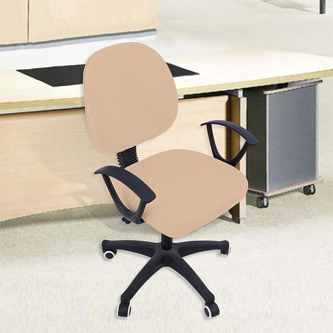 Smiry Office Computer Chair Covers for Desk Rotating Chair Protector | Stretch Jacquard Removable Washable Universal Slipcovers, Seat + Backrest Cover, Khaki