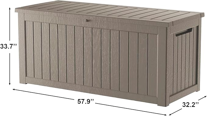 270 Gallon Resin Large Deck Box Organization and Storage Box for Patio, Outdoor Cushions, Garden Tools, Gray