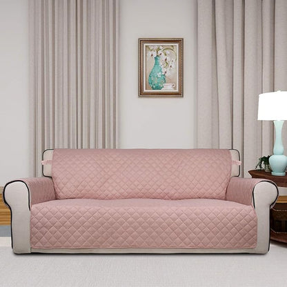 PureFit Reversible Quilted Sofa Cover Dog Couch Covers for Sofa, 66 in | Pink/Beige, Water Resistant Couch Protector, Washable Pet Couch Cover with Non Slip and Elastic Straps For Kids