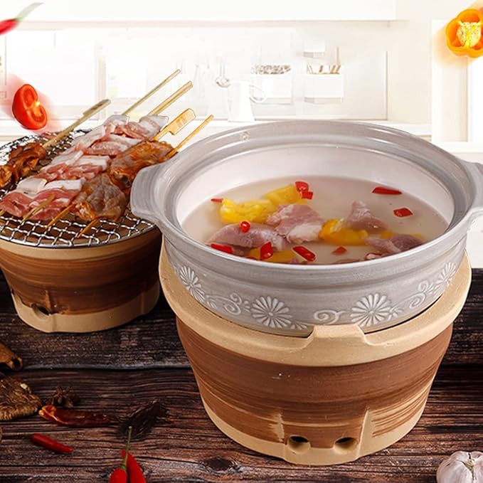 Old-Fashioned Barbecue Stove, Camping Wood Stove，Charcoal Stove, Household China-Style hot Pot Stove, tandoor, Commercial Clay Barbecue and Tea Stove，for Outdoor Cooking Picnic(Large)