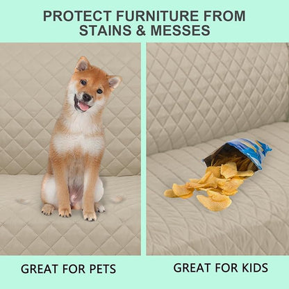Reversible Recliner Chair Covers, 23" Chair, Sand/Beige | Chair Covers for Living Room with Elastic Straps, Water Repellent, Chair Protectors Covers for Dogs
