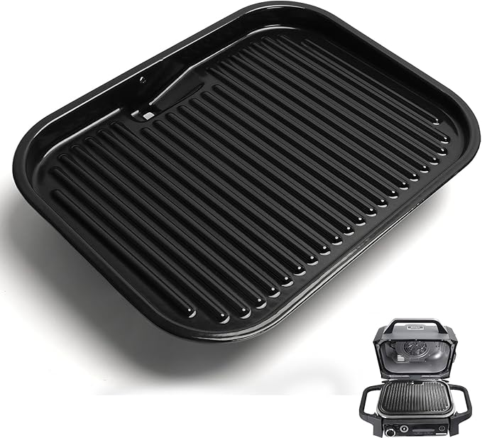 Cast Iron Griddle for Ninja Woodfire OG700 Series Grills, Grill Griddle Pan for Ninja XSKGRDPLT Woodfire Outdoor Grill Flat Top Griddle Plate Accessories, Polished Porcelain Coated, Thickened