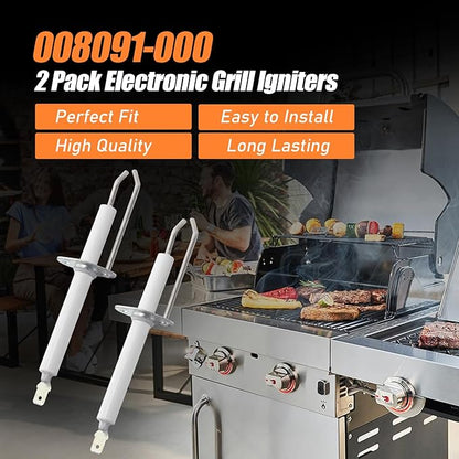 2-Pack Electronic Grill Igniter & Ceramic Electrode Set - Compatible with Select Outdoor Grills - Replacement for AP5318793, PB040179, PB040288