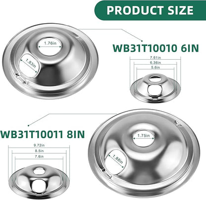 Stove Burner Drip Pan WB31T10010(6") WB31T10011(8") and Electric Stove Replacement Burner WB30M1(6") and WB30M2(8") Compatible for G-E Hot-point Ken-more Electric Range Stove by MIFLUS