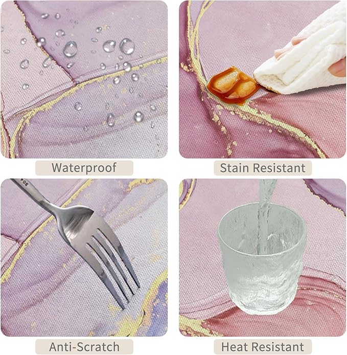 60x84inches Marble Tablecloth Abstract Purple Pink Marble Texture Golden Crack Modern Table Cloth Waterproof Stain Resistant Table Cover for Kitchen Dining Room Living Room Cafe Restaurant
