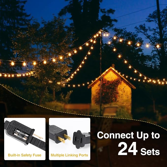 ZJOJO 200FT Outdoor String Lights, G40 Globe Outdoor Lights | 60 Shatterproof LED Bulbs 2700K, IP65 Waterproof Patio Light String Lights for Outside Backyard Porch Party