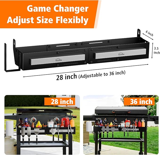 Front Griddle Caddy for Blackstone 28"/36" Griddles, Large Capacity Grill Accessories Organizer for Black Stone with Magnetic Tool Holder, Paper Towel Holder, BBQ Accessory Storage for Outdoor Grill