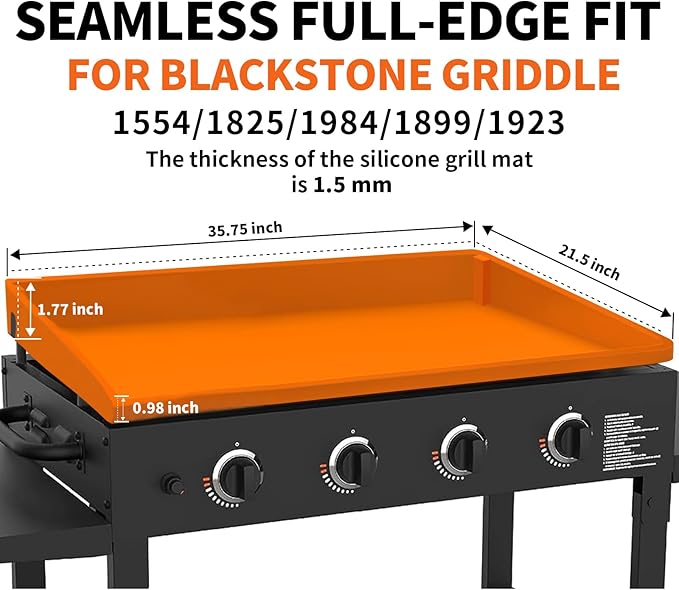 GrillChef Silicone Griddle Cover Mat for Blackstone 36 Inch, Full Wrap-Around Flat Top Cover, Heavy Duty Food-Grade Grill Buddy Mats, All Season Griddle Top Protective for Grill Accessories