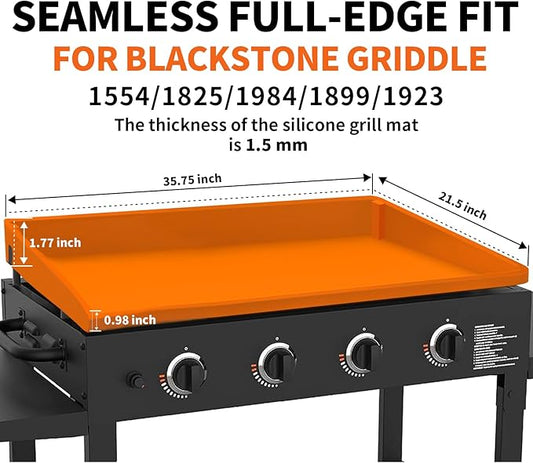 GrillChef Silicone Griddle Cover Mat for Blackstone 36 Inch, Full Wrap-Around Flat Top Cover, Heavy Duty Food-Grade Grill Buddy Mats, All Season Griddle Top Protective for Grill Accessories