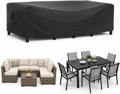 Waterproof Outdoor Patio Furniture Covers 108"L×82"W×28"H Black | Rain, Dust & UV Protection; Heavy-duty Oxford Resists Tears & Fading; Keeps Dining Tables & Chair Sets Dry on Patio & Deck