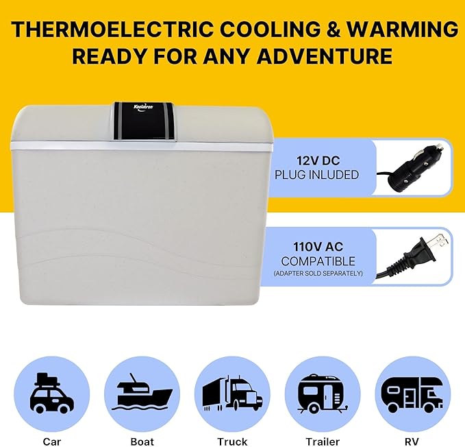 Koolatron 12V Iceless Cooler & Warmer – Portable 45 Qt Electric Cooler for Car, Truck, Camper, Boat, Hard Sided Mini Fridge for Camping, Picnic, Travel, Lunch, Food, Drinks, Bedroom, Office, Dorm