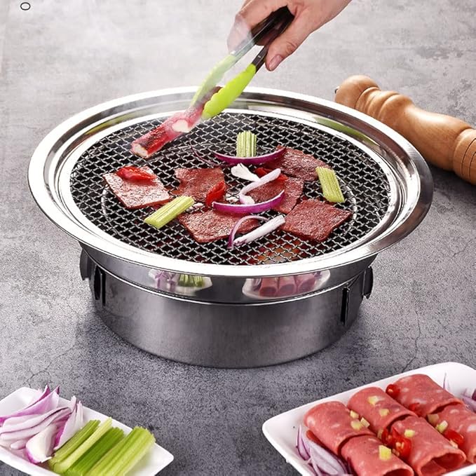 Portable Charcoal BBQ Grill Smoker Barbecue Grill Outdoor Stainless Steel BBQ Camping Grill Outdoor Grill Set of Tools for Picnic, Backyard Cooking, Travel Grill Accessories ( Color : E , Size : 35cm