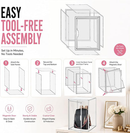 5 Pack Clear Tall Boot Storage Box, Organizer for Ankle Boots and Booties | Fits Men/Women Shoe's Size 15.Designed for ankle boots,short fashion boots.Clear stackable storage with dustproof protection
