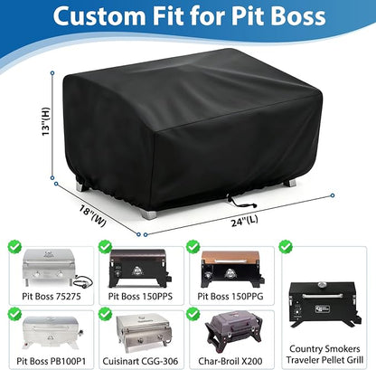 24" Grill Cover for Cuisinart CGG-306 & Pit Boss 75275 Tabletop Grills | 2-Burner Grill Cover for Cuisinart CGG-306 & CGG-059, Fits Pit Boss 75275 PB336GS PB100P1, Heavy Duty 600D Waterproof