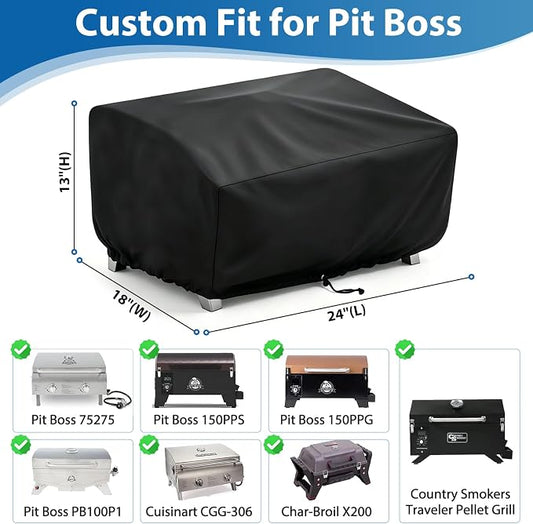 24" Grill Cover for Cuisinart CGG-306 & Pit Boss 75275 Tabletop Grills | 2-Burner Grill Cover for Cuisinart CGG-306 & CGG-059, Fits Pit Boss 75275 PB336GS PB100P1, Heavy Duty 600D Waterproof