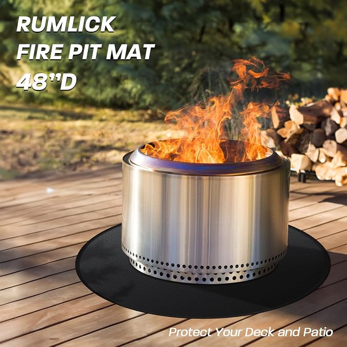 48" Fire Pit Mat for Solo Stove Yukon - Round Under Grill Mat | Double-sided Fireproof,Oil & Waterproof,Portable,Easy to Clean,Outdoor Patio Deck Protection,Fireplace,Camping Stove Fire Mat