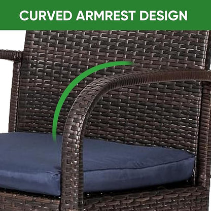 Outdoor Wicker Patio Dining Chairs with Padded Cushions Set of 4: Porch Rattan Chairs Club Chairs with High Back and Deep Seating 350lbs, Brown