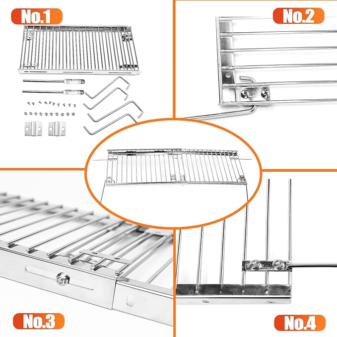 Utheer 13.4''-25.2'' Warming Rack for Charbroil Grill Replacement Parts 2&3&4 Burner 463347017 463376018P2 466347017 463625217 463371116 463673017 Stainless Steel Grill Adjustable Warming Grates