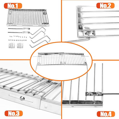 Utheer 13.4''-25.2'' Warming Rack for Charbroil Grill Replacement Parts 2&3&4 Burner 463347017 463376018P2 466347017 463625217 463371116 463673017 Stainless Steel Grill Adjustable Warming Grates