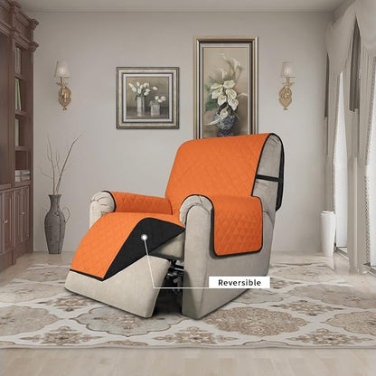 Easy-Going Reversible Couch Cover, Recliner 22 in, Orange/Black | Machine Washable Slipcover For Dogs, Water Resistant Furniture Mat For Living Room, Non-Slip Sofa Cover, Pet Friendly