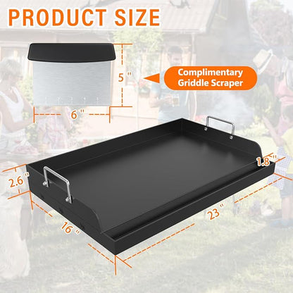 COZEER Cast Iron Griddle 23＂×16＂,Nonstick Griddle for Gas Grill with Groove | Universal, Muti-Purpose, Pre-Seasoned, Upgrated, for Camping, Tailgating, Paties