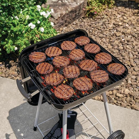 17.5 Inch Portable Charcoal BBQ Grill with Wheels - Durable Outdoor Barbecue for Patios, Beaches & Camping - Easy Assembly Black Grill for Perfect Grilling