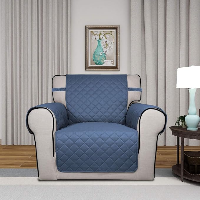PureFit Reversible Chair Sofa Cover Dog Couch Covers for Sofa, 25.5 in | Dark Blue/Light Blue, Water Resistant Couch Protector, Washable Pet Couch Cover with Non Slip and Elastic Straps For Kids