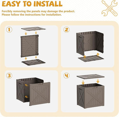 40-Gallon Outdoor Storage Box, Waterproof Deck Box for Patio Cushions, Garden Tools, Pool Accessories, Lockable Outside Storage Bin for Backyard & Deck (Grey)