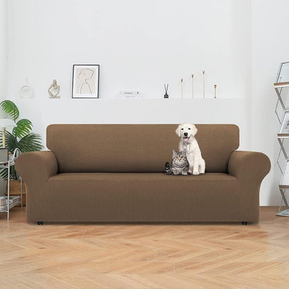 LURKA Stretch Oversized Sofa Slipcovers 1 Piece Couch Covers for 3 Cushion Couch Sofa Furniture Protector Full Sofa Covers with Elastic Bottom for Kids and Pet (Camel, X-Large)
