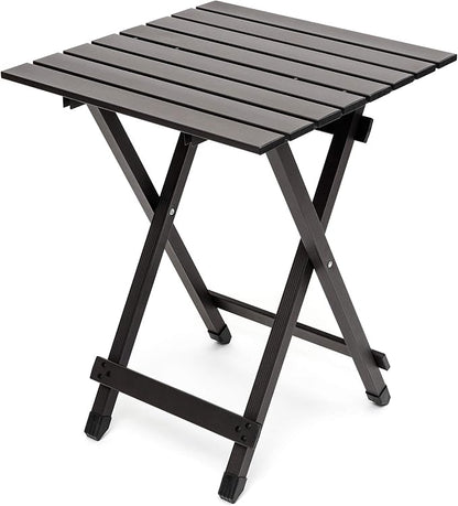 SUNNYFEEL Folding Camping Table - Lightweight Aluminum Portable Picnic Table, 18.5x18.5x24.5 Inch for Cooking, Beach, Hiking, Travel, Fishing, BBQ, Indoor Outdoor Small Foldable Camp Tables