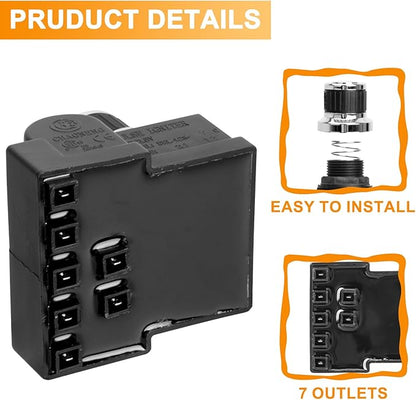 7 Outlet Pulse Igniter DHL-128-7Q for Nexgrill 720-0898 720-0896B 720-0896X 720-0896C 720-0896A Replacement Parts, Nexgrill Deluxe 6 Burner 2001648000AW Tact Push Button Replacement Igniter Parts