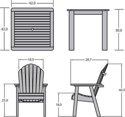 Highwood AD-DNA44-FBE Hamilton 5-Piece Square Dining Set, 42” x 42”, Federal Blue