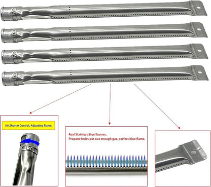 Parts Kit DG112 Burners, Heat Plates Replacement for Kenmore P01708034E, P02008010A, P02008029A gas grills, 4 Pack
