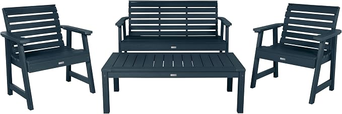 highwood Weatherly 4-Piece Garden Conversation Set, Federal Blue