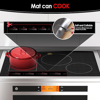 KitchenRaku Large Induction Cooktop Protector Mat 20.4 x 30.7 inch, Translucent (Magnetic) Electric Stove Burner Covers Antiscratch as Glass Top Stove Cover or Electric Stove Top