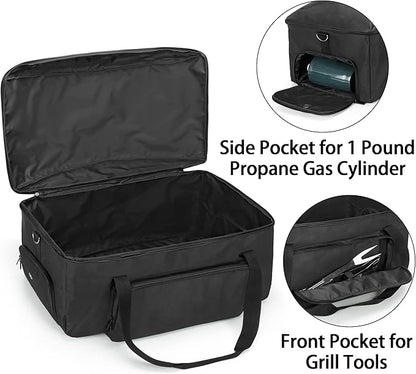 samdew Barbecue Grill Cover Compatible with Weber Q1400 Electric Grill, Outdoor Grill Storage Carry Bag Compatible with Weber Q1000 Q1200 Propane Gas Grill, Bag Only