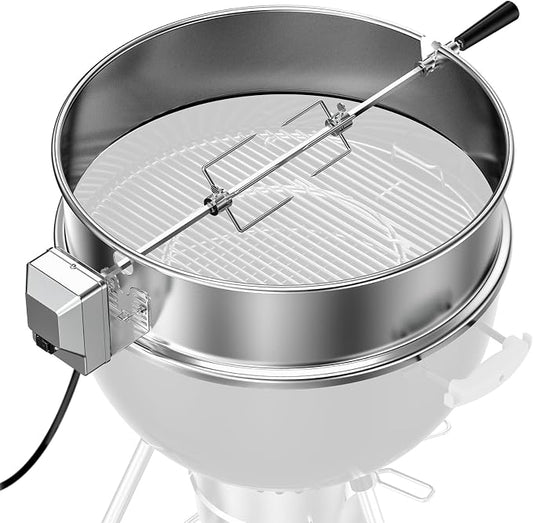 Skyflame Charkettle Stainless Steel Rotisserie Ring Kit | 21 1/2–22 1/2 inch Outer Diameter, Charcoal Kettle Grills, Compatible with Weber 2290, Other Models