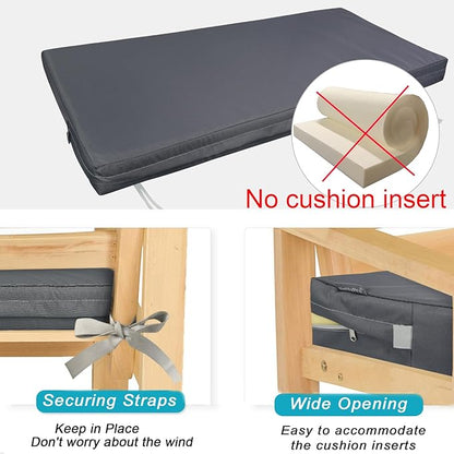 NettyPro Outdoor Patio Bench Swing Loveseat Cushion Cover, Water Resistant UV Protection Outside Furniture Cushion Slipcovers with Zipper, 59 x 18 x 3 Inch