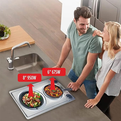 Summit 12" 2 Burner Electric Cooktop 230V Radiant Cooktop, Coil Elements, Made in the USA, Stainless Steel- CCE227SS