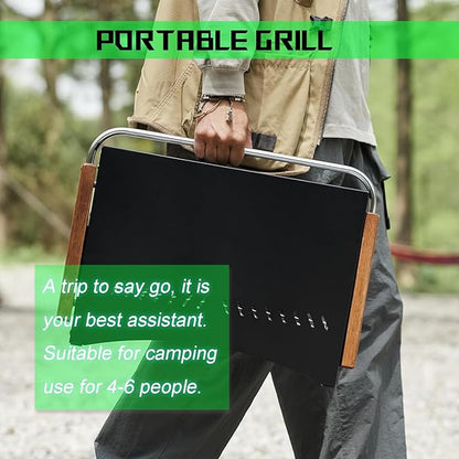 Portable Charcoal Grill Foldable Notebook BBQ Easy Portability for Outdoor Barbecues Camping Traveling Picnics Garden Beach Party Silver